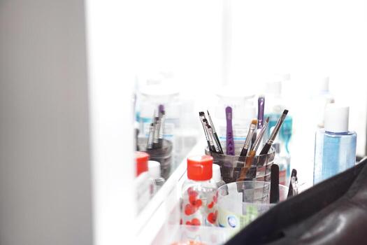 Set of brushes make up application tools photo