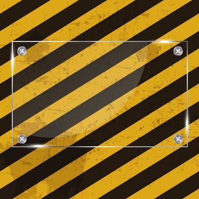 Glass frame on grunge striped construction background