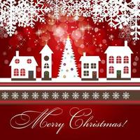 Abstract beauty Christmas and New Year background with little town vector