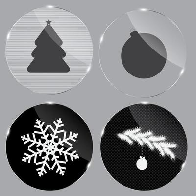 Glass Christmas button vector illustration