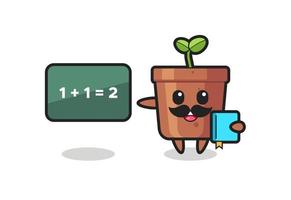 Illustration of plant pot character as a teacher vector