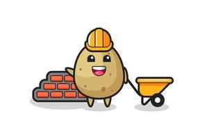 Cartoon character of potato as a builder vector