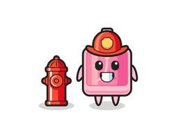 personaje mascota del perfume como bombero. vector