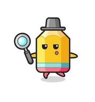 pencil cartoon character searching with a magnifying glass vector