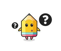 Cartoon Illustration of pencil with the question mark vector