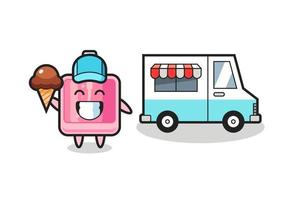 mascota, caricatura, de, perfume, con, helado, camión vector