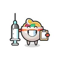 Mascot Illustration of noodle bowl as a doctor vector