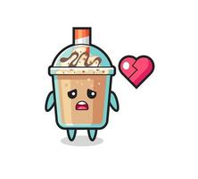 milkshake cartoon illustration is broken heart vector