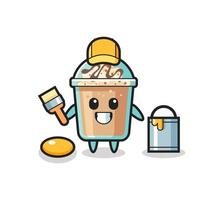 Ilustración de personaje de batido como pintor. vector