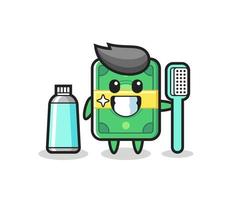 Mascot Illustration of money with a toothbrush vector