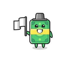 Cartoon character of money holding a flag vector