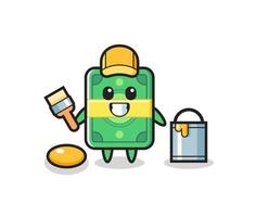 Character Illustration of money as a painter vector