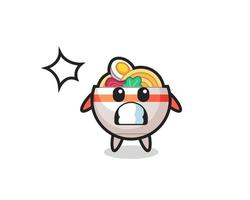 noodle bowl character cartoon with shocked gesture vector