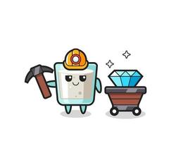 Character Illustration of milk as a miner vector