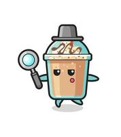 milkshake cartoon character searching with a magnifying glass vector