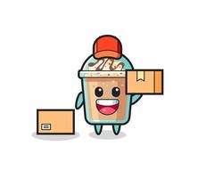 Mascot Illustration of milkshake as a courier vector