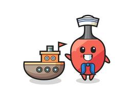 Character mascot of table tennis racket as a sailor man vector