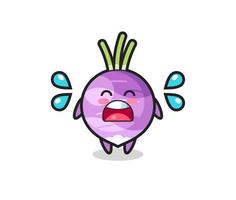 turnip cartoon illustration with crying gesture vector