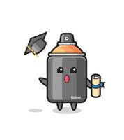 Illustration of spray paint cartoon throwing the hat at graduation vector