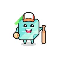 Cartoon character of sticky notes as a baseball player vector