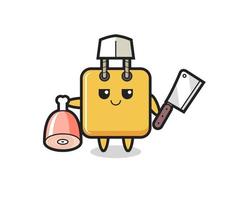 Illustration of shopping bag character as a butcher vector