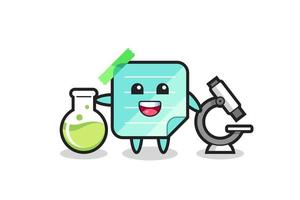 Mascot character of sticky notes as a scientist vector