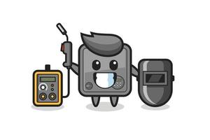 Character mascot of safe box as a welder vector