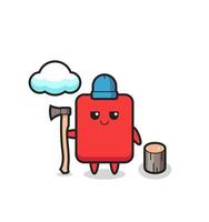 Character cartoon of red card as a woodcutter vector