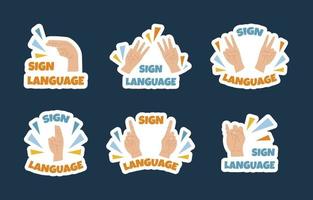 Sign Language Sticker Collection vector