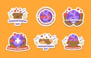 Cute Humanitarian Day Sticker Collection vector