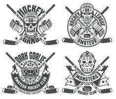 Hockey logos goalie masks vector