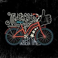 Bicycle vintage lettering. Hand drawn lettering logo with bike vector