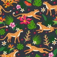 Cheetah and leopards pattern. Exotic summer paradise vector