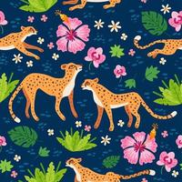 Cheetah and leopards pattern. Exotic summer paradise vector