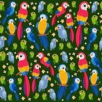 Childish tropical seamless pattern with a parrots vector