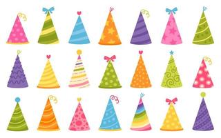 conjunto de gorras de cumpleaños de colores para la celebración vector