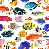 A seamless pattern with exotic tropical fishes vector