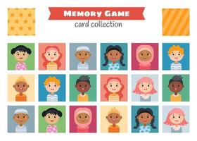 Memory game with a cartoon children characters. vector