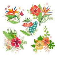 Collection of tropical flowers. A floral set vector