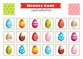 Memory game with cartoon Easter egg. Vector