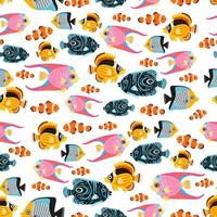 A Childish bright cartoon tropic fish pattern vector