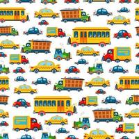 Childish bright cartoon cars pattern. A vector