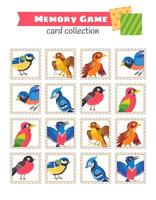 Memory game with a forest birds. Vector