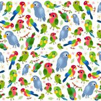 Childish tropical seamless pattern with a parrots vector