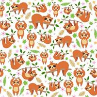 A Childish bright cartoon sloths vector pattern