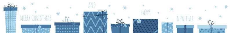 cajas de regalo de navidad. banner web, postal. lindas cajas de regalo geométricas.