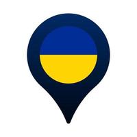 ukraine flag and map pointer icon vector