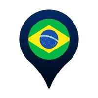 brazil flag and map pointer icon vector