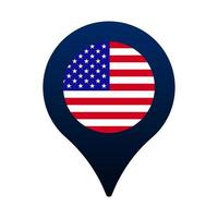 usa flag and map pointer icon vector