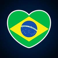 bandera de brasil en forma de corazón vector